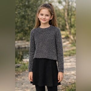 GAP Charcoal Gray and Silver Metallic Fuzzy Sweater - Girls Sz XL